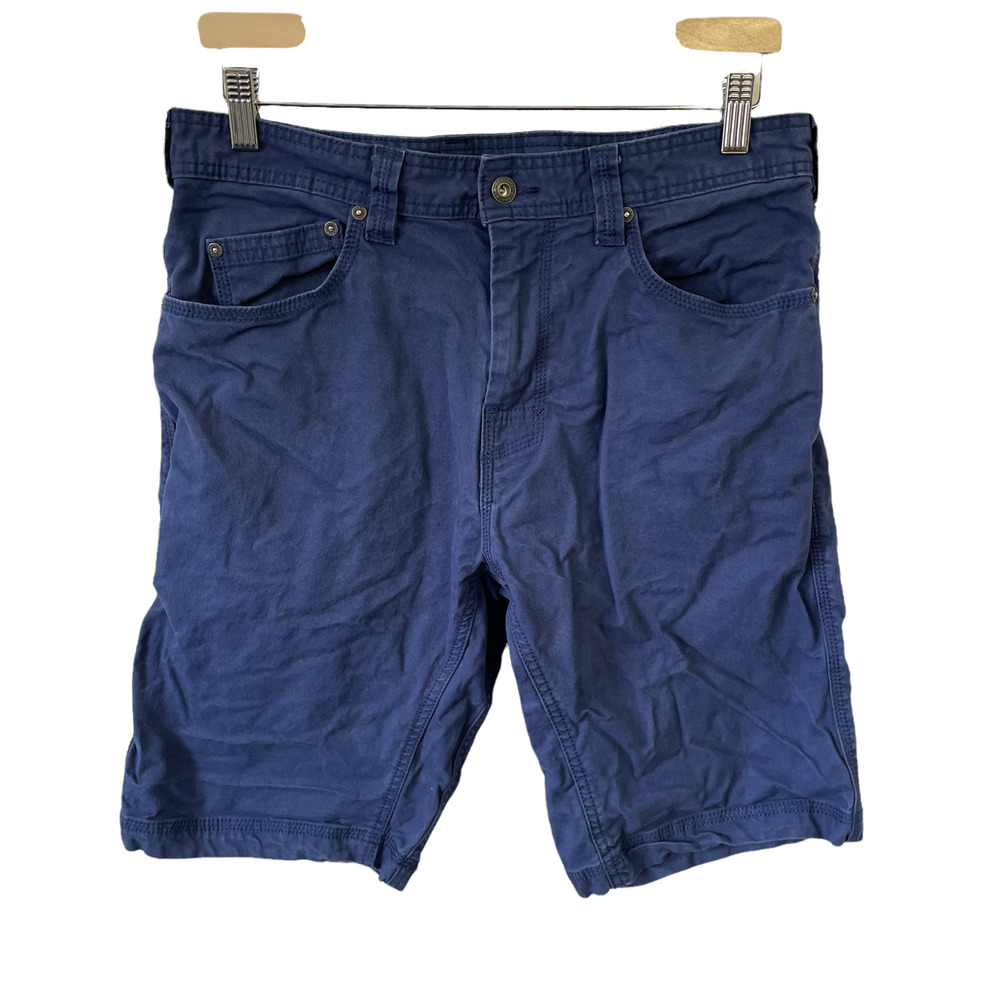 Prana Men's Size 33 Bronson Navy Cotton Canvas 5 Pocket Short 11" inseam